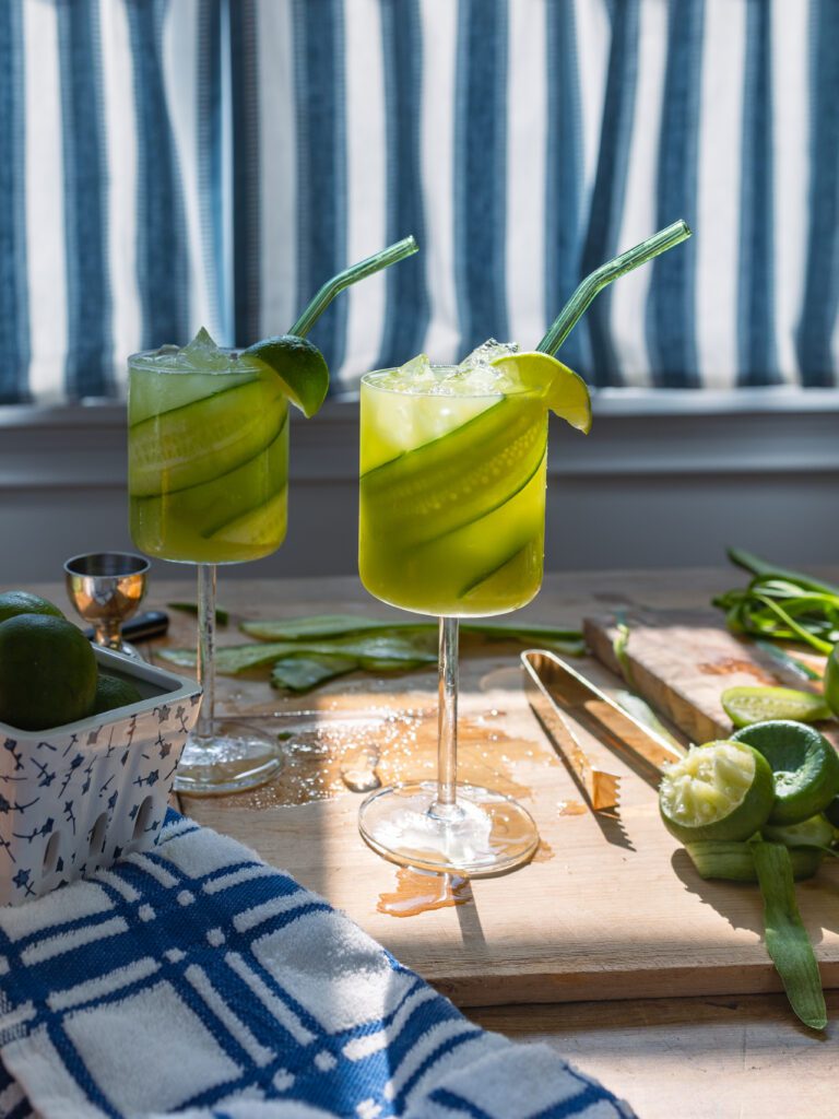 Clare Sullivan with a Summer Cucumber Lime Margarita